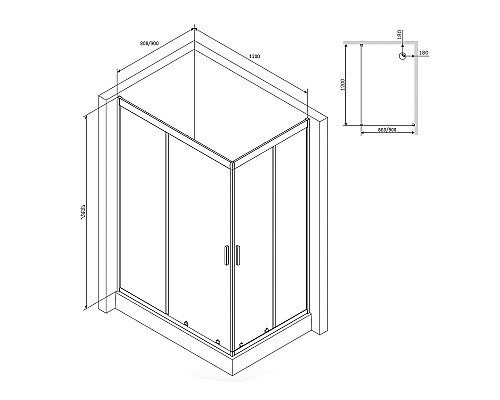 Душевой уголок AM.PM Gem 120x80 W90G-404-120280-MT профиль Хром матовый стекло прозрачное Душевой уголок AM.PM Gem 120x80 W90G-404-120280-MT профиль Хром матовый стекло прозрачное