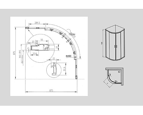 Полукруглая душевая кабина Ravak Blix X3B270C00Z1C 90x500 блестящий прозрачный