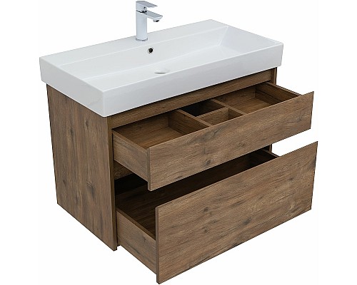 Тумба под раковину Aquanet Nova Lite 85 249954 подвесная Дуб рустикальный