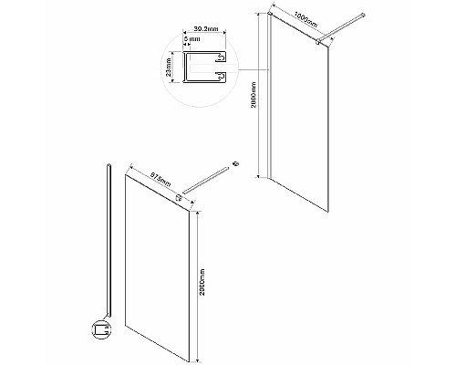 Душевая перегородка Vincea Walk-In 100 VSW-1H100CGGM Вороненая сталь