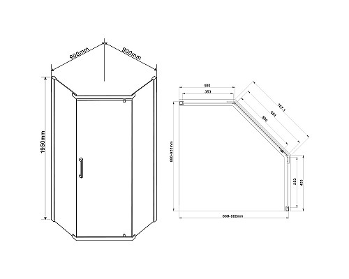 Душевой уголок Vincea Stresa 90х90 VSP-1S900CLB профиль Черный стекло прозрачное