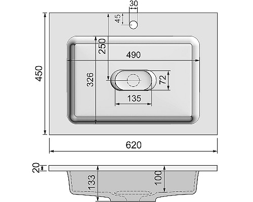 Раковина Jorno Modul 65 Mol.08.65/W Белая