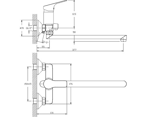 Смеситель для ванны Rossinka RS29 RS29-33