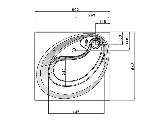 Раковина над стиральной машиной Ameli 60х55 с кронштейнами