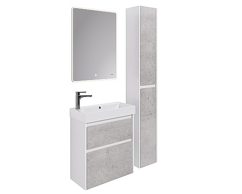 Шкаф пенал Dreja Slim 30 99.0505 Бетон Белый глянец