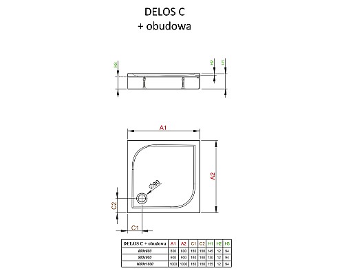 Акриловый поддон для душа Radaway Delos C 90x90x15 белый Акриловый поддон для душа Radaway Delos C 90x90x15 белый
