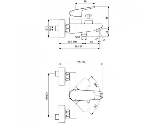 Смеситель для ванны Ideal Standard Ceraflex B1740AA Хром