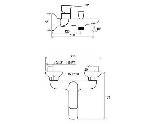 Смеситель для ванны Ravak Classic X070083