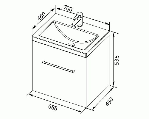 Тумба под раковину Aquanet Порто 70 241747 подвесной Белая