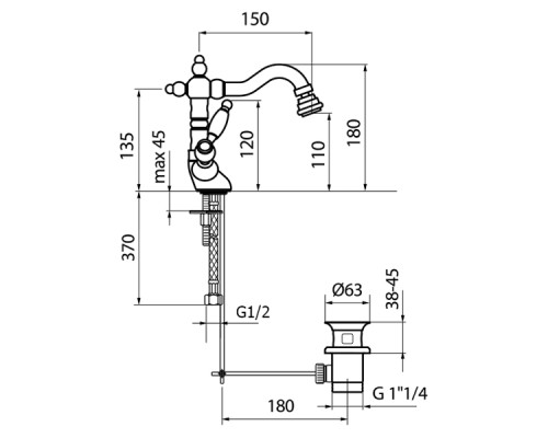 Смеситель для биде Webert Alexandra AL710402017
