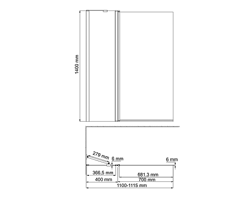 Стеклянная шторка на ванну WasserKRAFT 48P02-110