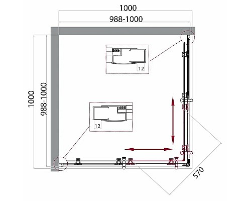 Душевой уголок BelBagno Uno 100х100 UNO-195-A-2-100-C-Cr профиль Хром стекло прозрачное