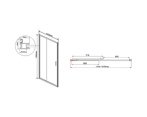 Душевая дверь Vincea Garda 145 VDS-1G145CL профиль Хром стекло прозрачное
