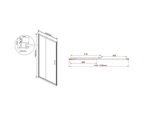 Душевая дверь Vincea Garda 145 VDS-1G145CL профиль Хром стекло прозрачное
