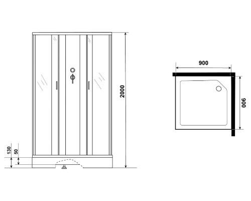 Душевая кабина Niagara Classic 90х90 NG-1101-14BK без гидромассажа