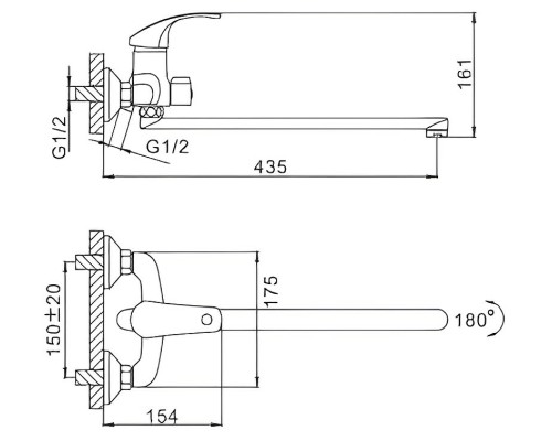 Смеситель для ванны Frap H36 F2236 универсальный Хром