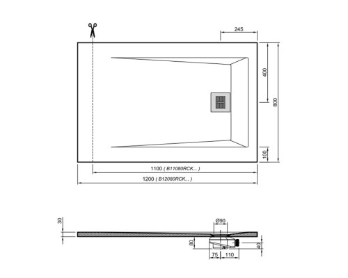 Душевой поддон из искусственного камня Sanitana Rocks 120x80 SP3014B0320100560 Черный