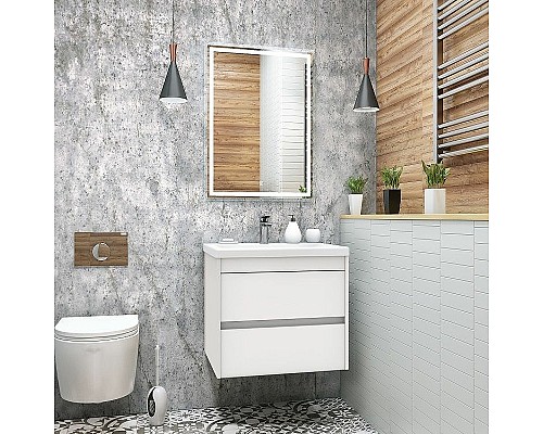 Тумба под раковину Art&Max Family-580-2C-SO-BL подвесная Белый глянец