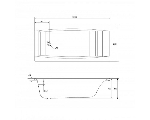 Ванна прямоугольная Cersanit VIRGO 170x75