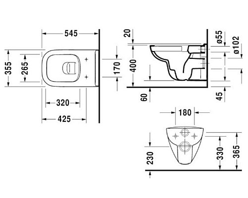 Унитаз Duravit D-Code 45700900A1 подвесной с сиденьем Микролифт