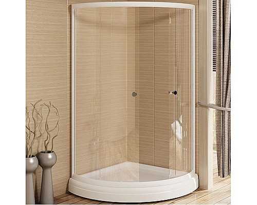 Душевой уголок Radomir 90x90 1-03-1-0-0-0010 с поддоном профиль Белый стекло прозрачное