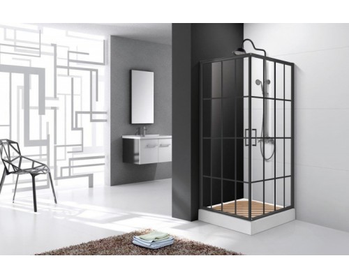 Душевой уголок Cerutti SPA Muza 90x90 профиль Черный стекло прозрачное с рисунком