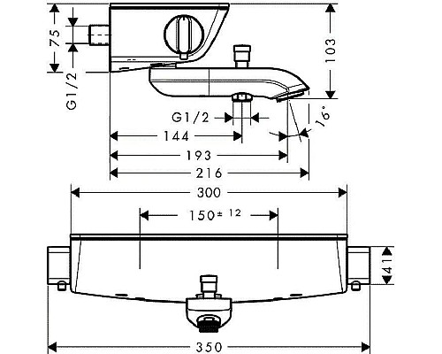 Смеситель для ванны,для душа Hansgrohe Ecostat Select 13141400