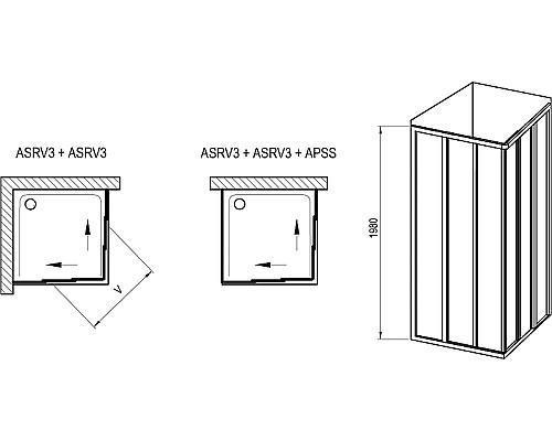 Душевая дверь Ravak Supernova ASRV3-75 198 15V30UR2Z1 профиль Сатин стекло Transparent