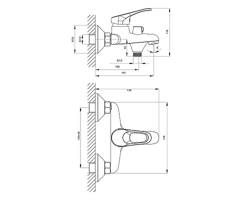 Смеситель для ванны Rossinka B35-30 Хром