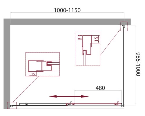 Душевой уголок BelBagno UNIQUE-AH-1-100/115-100-C-Cr