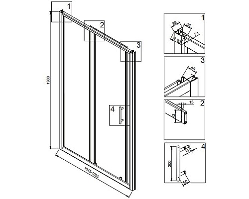 Душевая дверь Veconi Vianno VN-72B 110 VN72B-110-01-C4 Черный матовый
