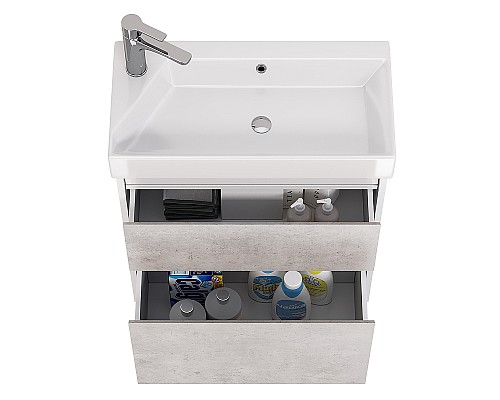 Тумба под раковину Dreja Slim 65 99.0503 подвесная Бетон Белый глянец