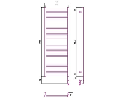 Полотенцесушитель электрический 1200х400 МЭМ правый Сунержа Модус 3.0 00-5701-1240
