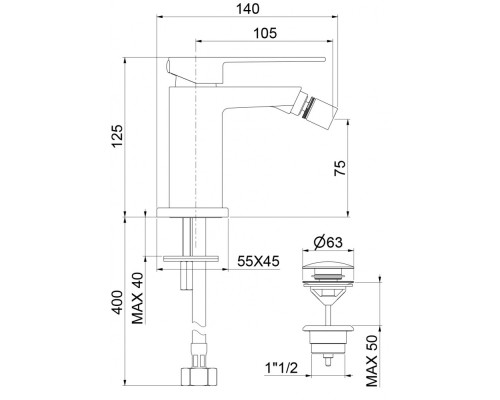 Смеситель для биде Webert Pegaso PE840102560