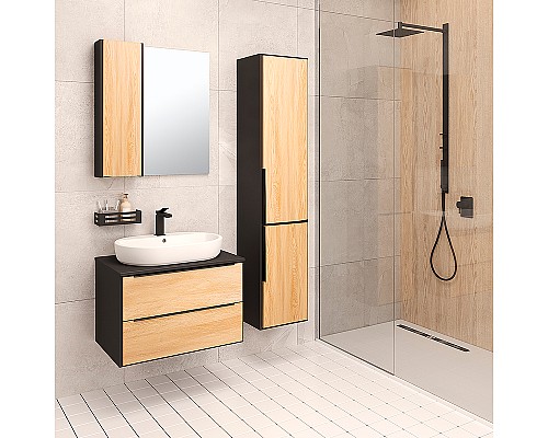 Зеркало со шкафом Runo Мальта 70 00-00001101 Дуб Черное