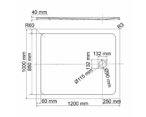 Душевой поддон из искусственного камня WasserKRAFT Rhin 120x100 44T10 Белый матовый