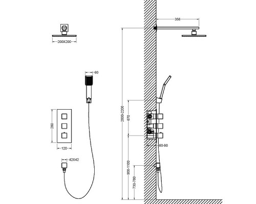 Душевая система Timo Tetra-thermo SX-0179/17SM с термостатом Золото матовое