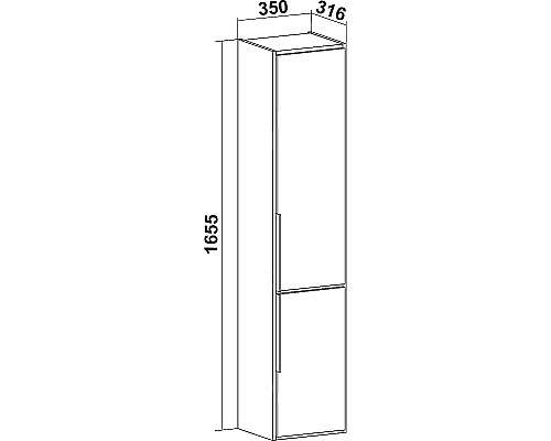 Шкаф пенал Runo Мальта 35 R 00-00001095 подвесной Дуб Черный