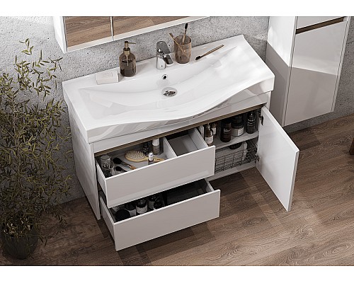 Тумба под раковину Aquaton Нортон 100 1A249001NT010 подвесная Белая глянцевая