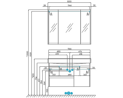 Тумба под раковину Aquaton Нортон 100 1A249001NT010 подвесная Белая глянцевая