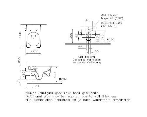 Унитаз биде Vitra Metropole 7672B003-1684 подвесной без сиденья