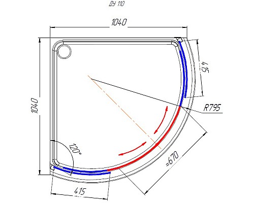 Душевой уголок Radomir 110x110 1-09-1-0-0-0050 профиль Белый стекло прозрачное