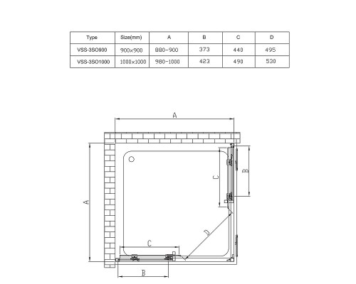 Душевой уголок Vincea Soft 100x100 профиль Черный стекло прозрачное