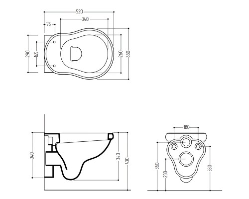 Унитаз Migliore Bella 20619 подвесной без сиденья