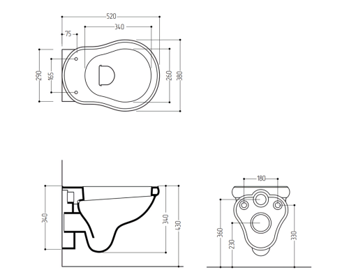 Унитаз Migliore Bella 20619 подвесной без сиденья