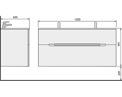 Тумба под раковину Jorno Modul 120 Mоl.01.122/P/W подвесная Белый глянец