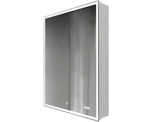 Зеркальный шкаф Jorno Slide 60 Sli.03.60/W с подсветкой с сенсорным выключателем и часами