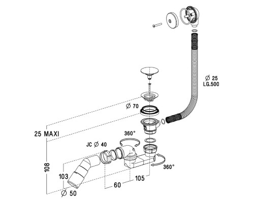 Сифон для душевого поддона Radaway Turboflow D50 Clic-Clak B602R Хром