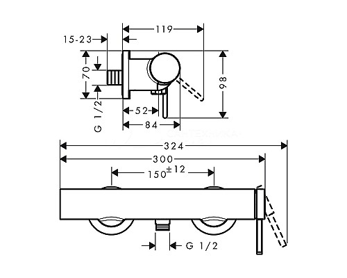 Смеситель для душа Hansgrohe Finoris 76620000 Хром