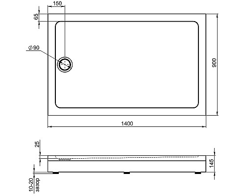 Акриловый поддон для душа Bas Олимпик 140х90 ПН00061 Белый
